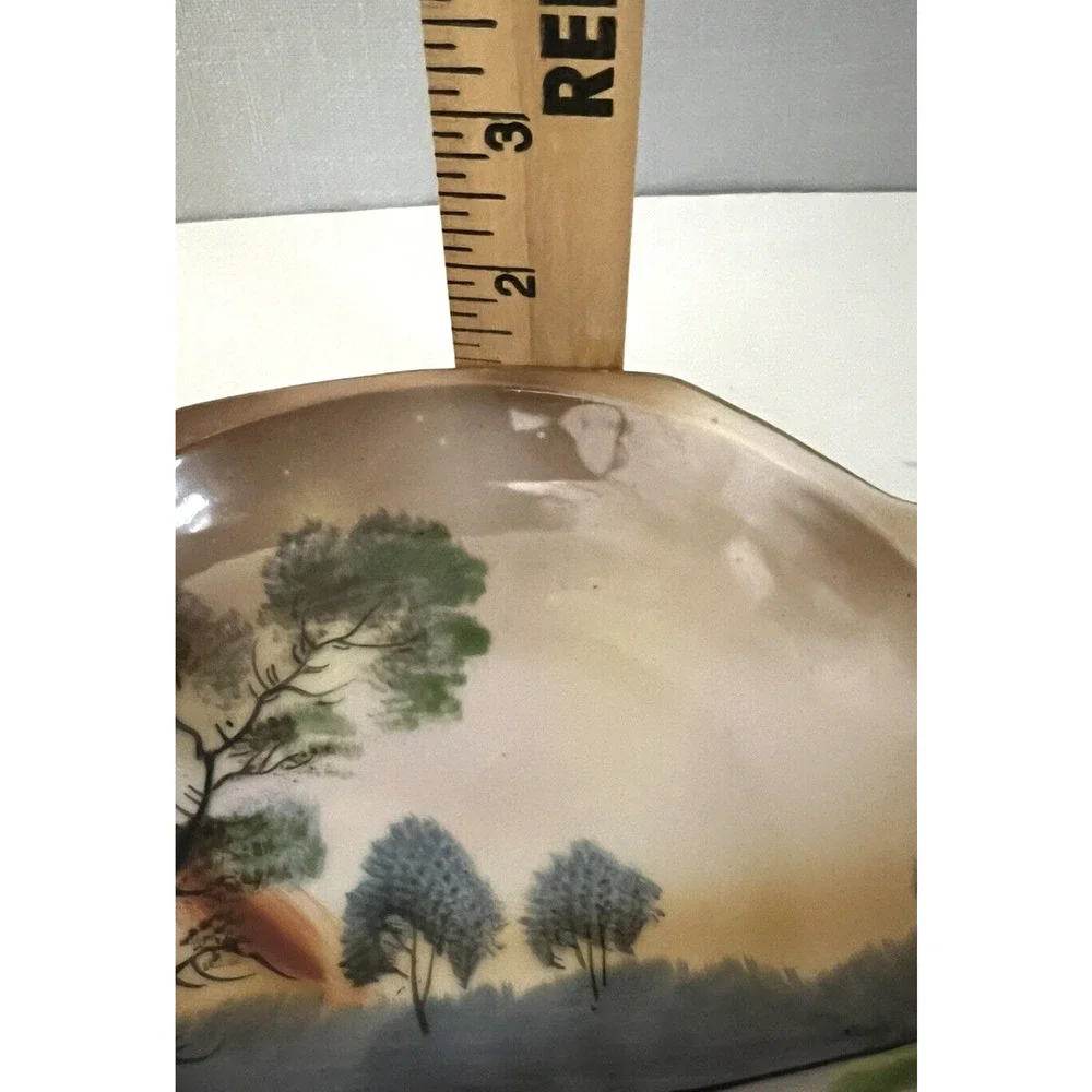 Noritake Vintage Bowl Handpainted Made in Japan Landscape Trees Water Green